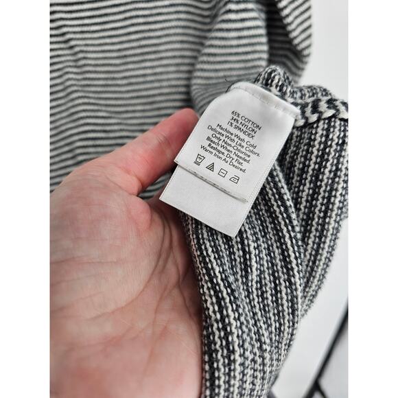 Eddie Bauer Womens Full Zip Sweater Striped Knit Top Black White Size M - Picture 5 of 5